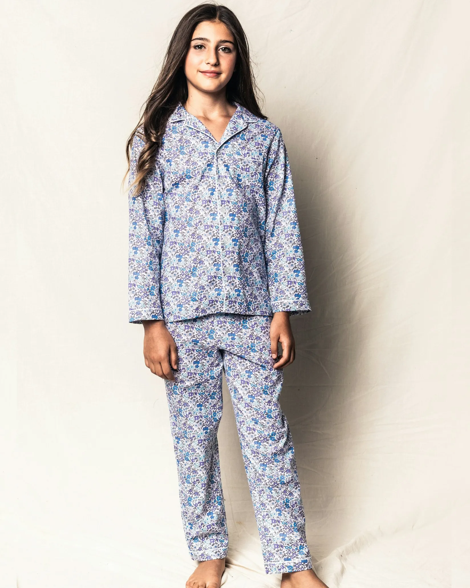 Kids Petite Plume Kid's Twill Pajama Set in Fleurs de Rose