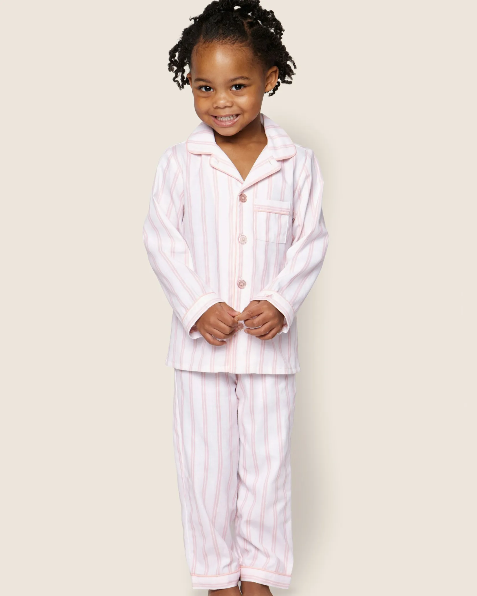 Kids Petite Plume Kid's Twill Pajama Set in Periwinkle and White Stripe