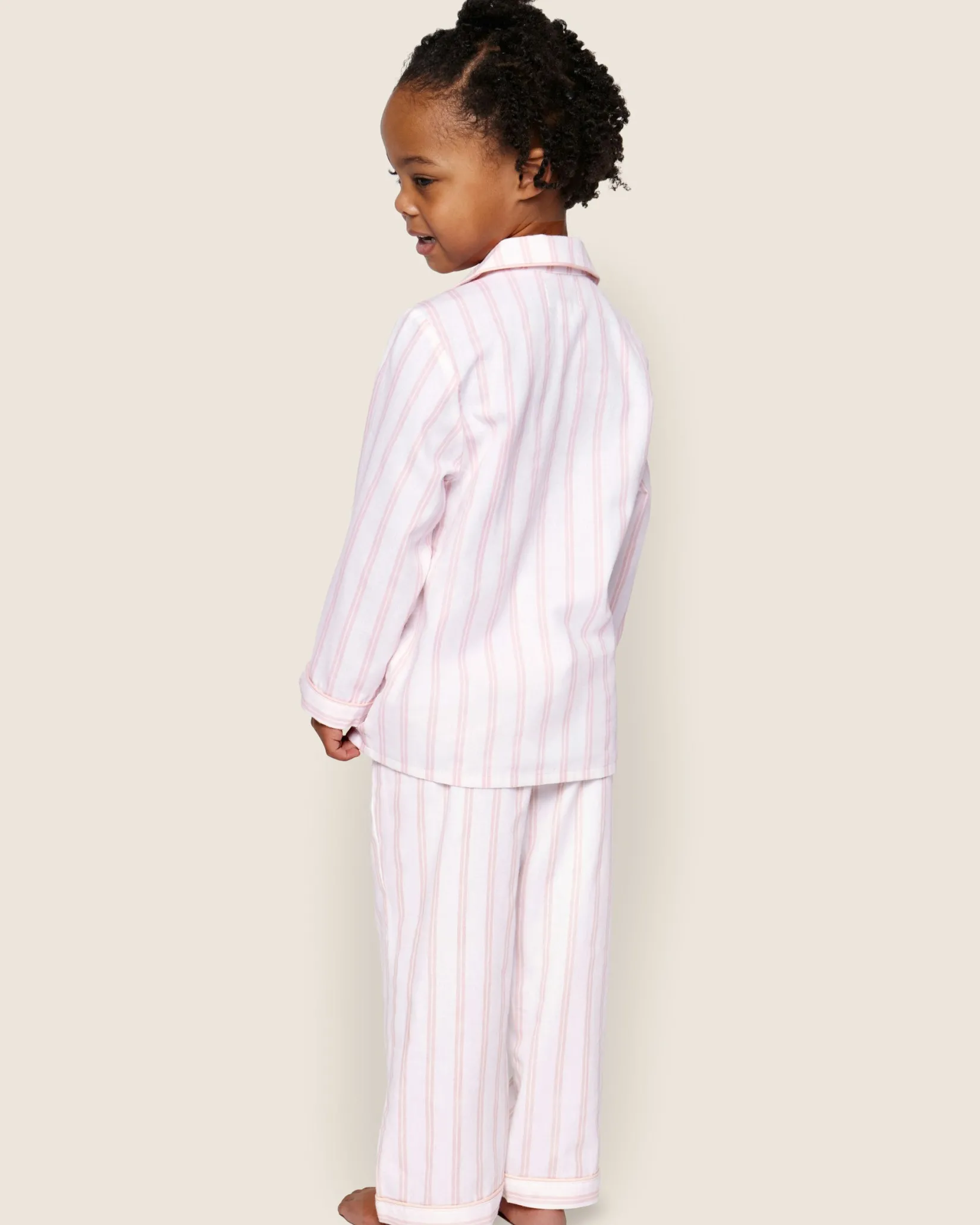 Kids Petite Plume Kid's Twill Pajama Set in Periwinkle and White Stripe