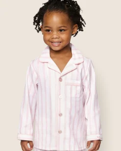 Kids Petite Plume Kid's Twill Pajama Set in Periwinkle and White Stripe