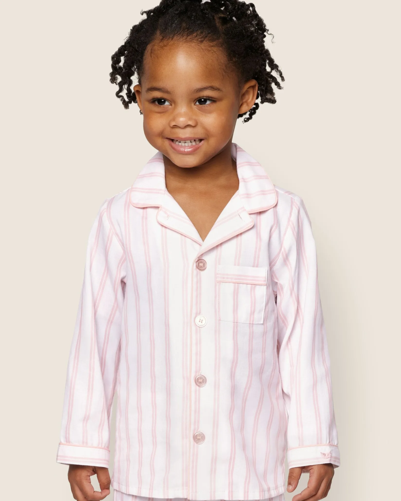 Kids Petite Plume Kid's Twill Pajama Set in Periwinkle and White Stripe