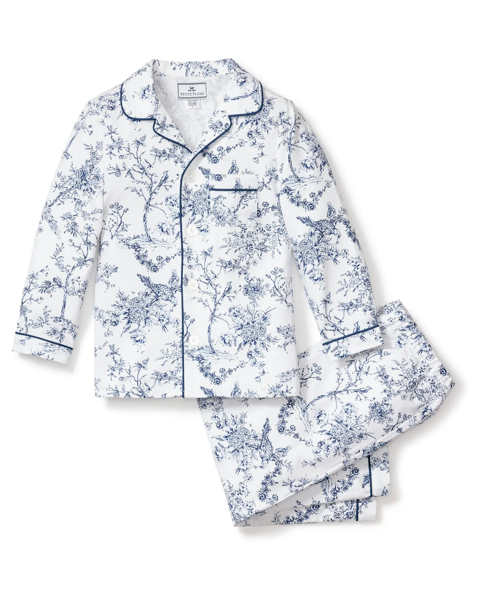 Kids Petite Plume Kid's Twill Pajama Set in Timeless Toile