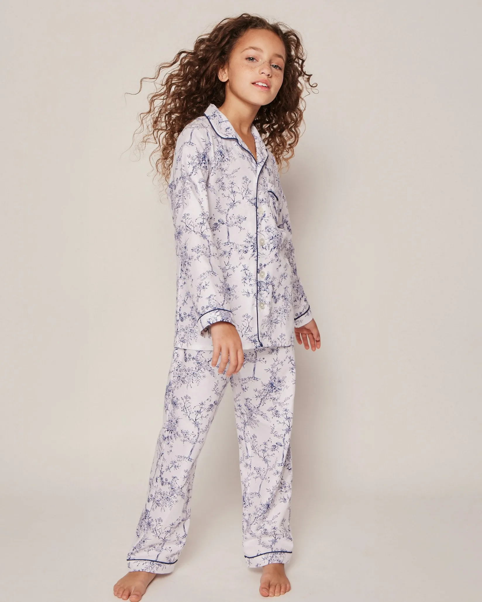 Kids Petite Plume Kid's Twill Pajama Set in Timeless Toile