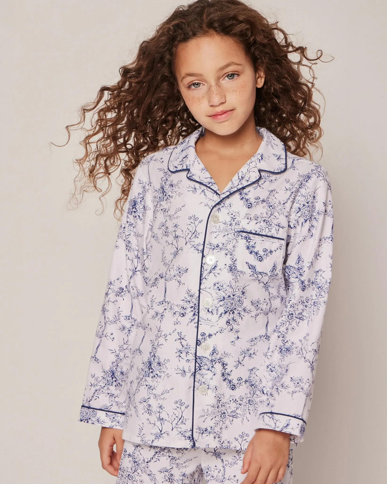 Kids Petite Plume Kid's Twill Pajama Set in Timeless Toile