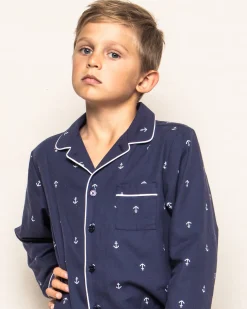 Kids Petite Plume Kid's Twill Pajama Set in Portsmouth Anchors