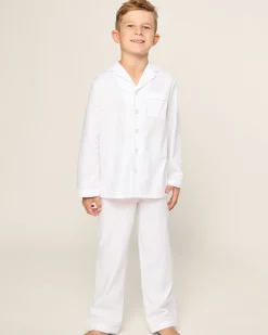 Kids Petite Plume Kid's Twill Pajama Set in White