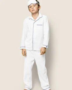 Kids Petite Plume Kid's Twill Pajama Set in White