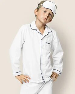 Kids Petite Plume Kid's Twill Pajama Set in White