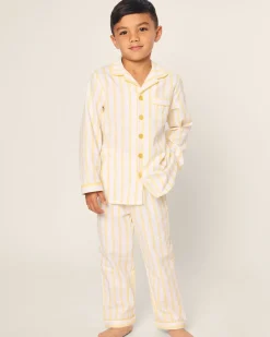 Kids Petite Plume Kid's Twill Pajama Set in Periwinkle and White Stripe