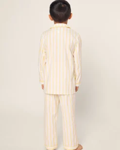 Kids Petite Plume Kid's Twill Pajama Set in Periwinkle and White Stripe