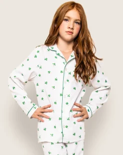 Kids Petite Plume Kid's Twill Pajama Set in Shamrocks