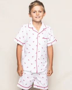 Kids Petite Plume Kid's Twill Pajama Short Set in