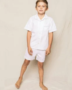 Kids Petite Plume Kid's Twill Pajama Short Set in Navy