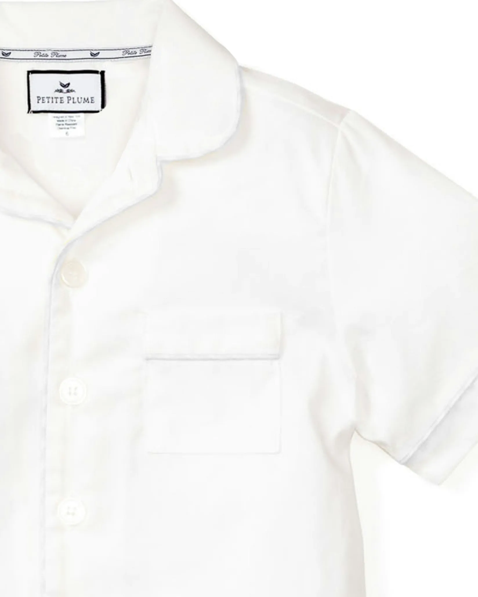Kids Petite Plume Kid's Twill Pajama Short Set in White