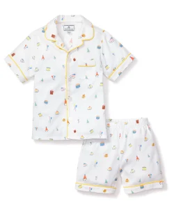 Kids Petite Plume Kid's Twill Pajama Short Set in Birthday Wishes