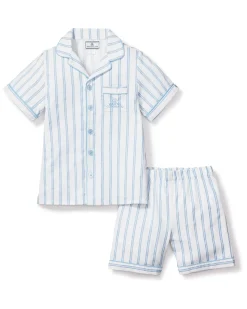 Kids Petite Plume Kid's Twill Periwinkle Stripe Short Set Hotel del Coronado x