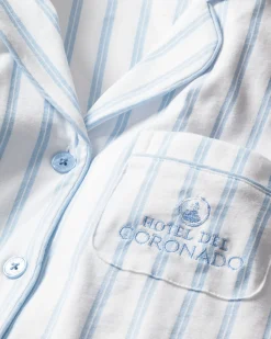 Kids Petite Plume Kid's Twill Periwinkle Stripe Short Set Hotel del Coronado x