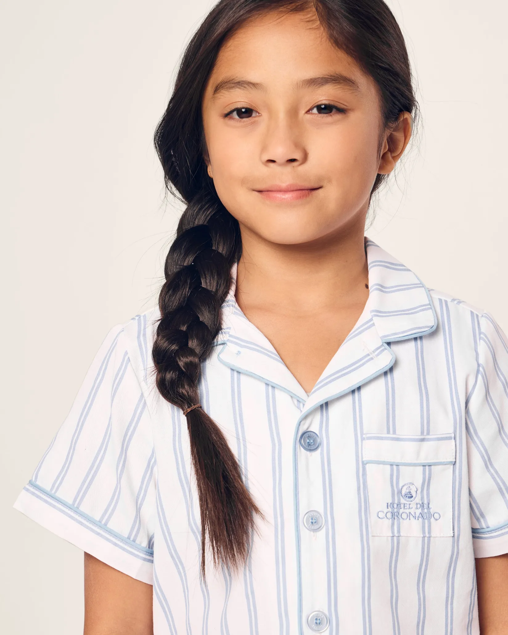 Kids Petite Plume Kid's Twill Periwinkle Stripe Short Set Hotel del Coronado x