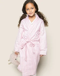 Kids Petite Plume Kid's Twill Robe in Pink Gingham