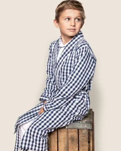 Kids Petite Plume Kid's Twill Robe in Pink Gingham