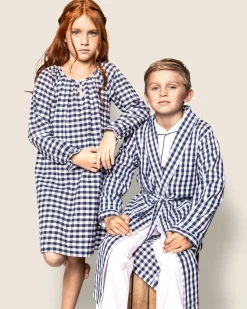 Kids Petite Plume Kid's Twill Robe in Pink Gingham