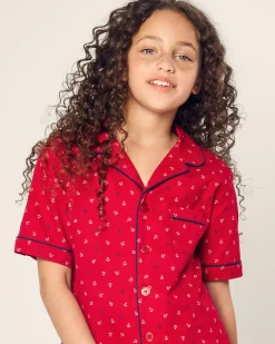 Kids Petite Plume Kid's Twill Short Set in Anchors Away