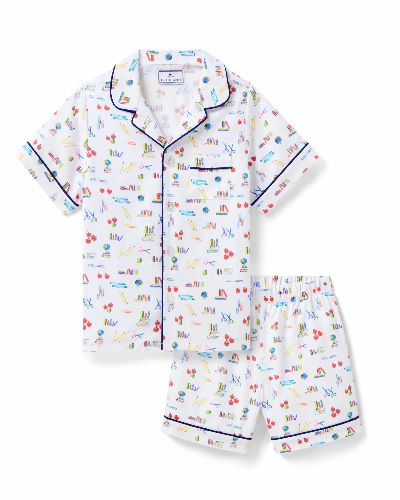 Kids Petite Plume Kid's Twill Short Set in Literary Lessons