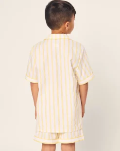Kids Petite Plume Kid's Twill Short Set in Pink and White Stripe