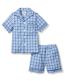 Kids Petite Plume Kid's Twill Short Set in Pink Gingham