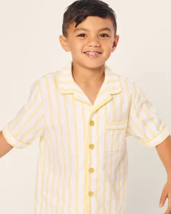 Kids Petite Plume Kid's Twill Short Set in Sunny Stripe