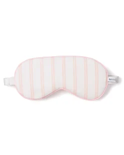 Kids Petite Plume Kid's Twill Sleep Mask in Pink and White Stripe