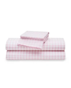 Petite Plume Luxe Premium Cotton Bed Sheets in Navy Gingham