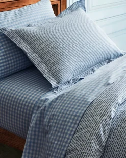 Petite Plume Luxe Premium Cotton Bed Sheets in Light Blue Gingham