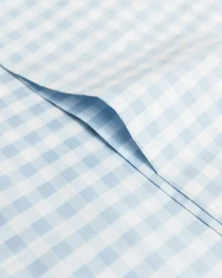 Petite Plume Luxe Premium Cotton Bed Sheets in Light Blue Gingham