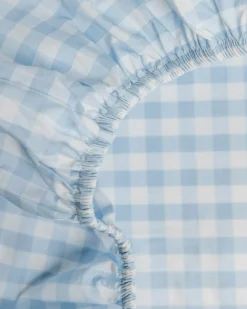Petite Plume Luxe Premium Cotton Crib Sheet in Light Blue Gingham