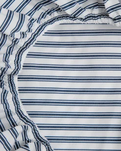Petite Plume Luxe Premium Cotton Crib Sheet in Navy French Ticking