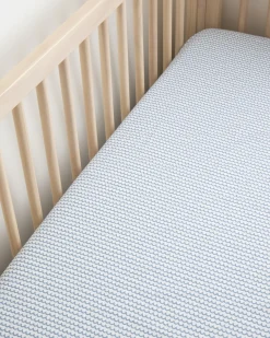 Petite Plume Luxe Premium Cotton Crib Sheet in Navy French Ticking