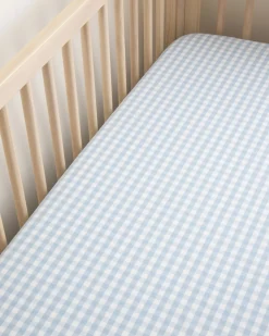 Petite Plume Luxe Premium Cotton Crib Sheet in Navy Gingham