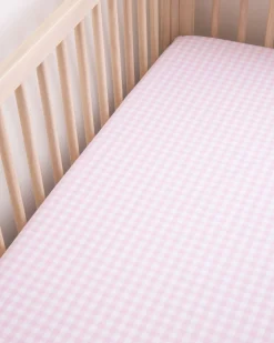 Petite Plume Luxe Premium Cotton Crib Sheet in Pink Gingham