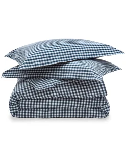 Petite Plume Luxe Premium Percale Duvet Set in Navy Gingham