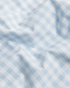 Petite Plume Luxe Premium Percale Duvet Set in Light Blue Gingham