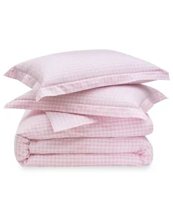 Petite Plume Luxe Premium Percale Duvet Set in Light Blue Gingham