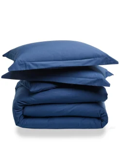 Petite Plume Luxe Premium Percale Duvet Set in Navy