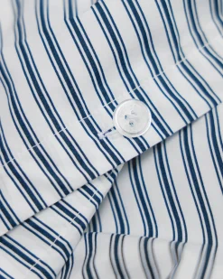 Petite Plume Luxe Premium Percale Duvet Set in Navy French Ticking