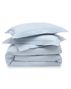 Petite Plume Luxe Premium Percale Duvet Set in Navy French Ticking