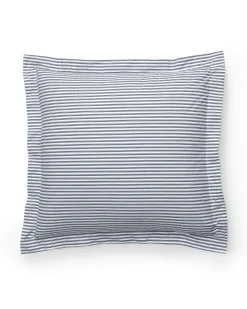 Petite Plume Luxe Premium Percale Euro Sham in Navy French Ticking
