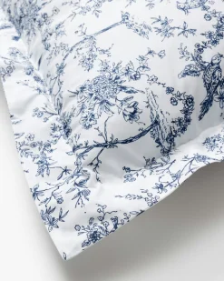 Petite Plume Luxe Premium Percale Euro Sham in Navy French Ticking
