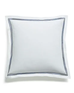 Petite Plume Luxe Premium Percale Euro Sham in Navy French Ticking