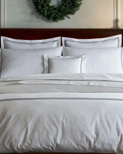 Petite Plume Luxe Premium Percale Euro Sham in Navy French Ticking