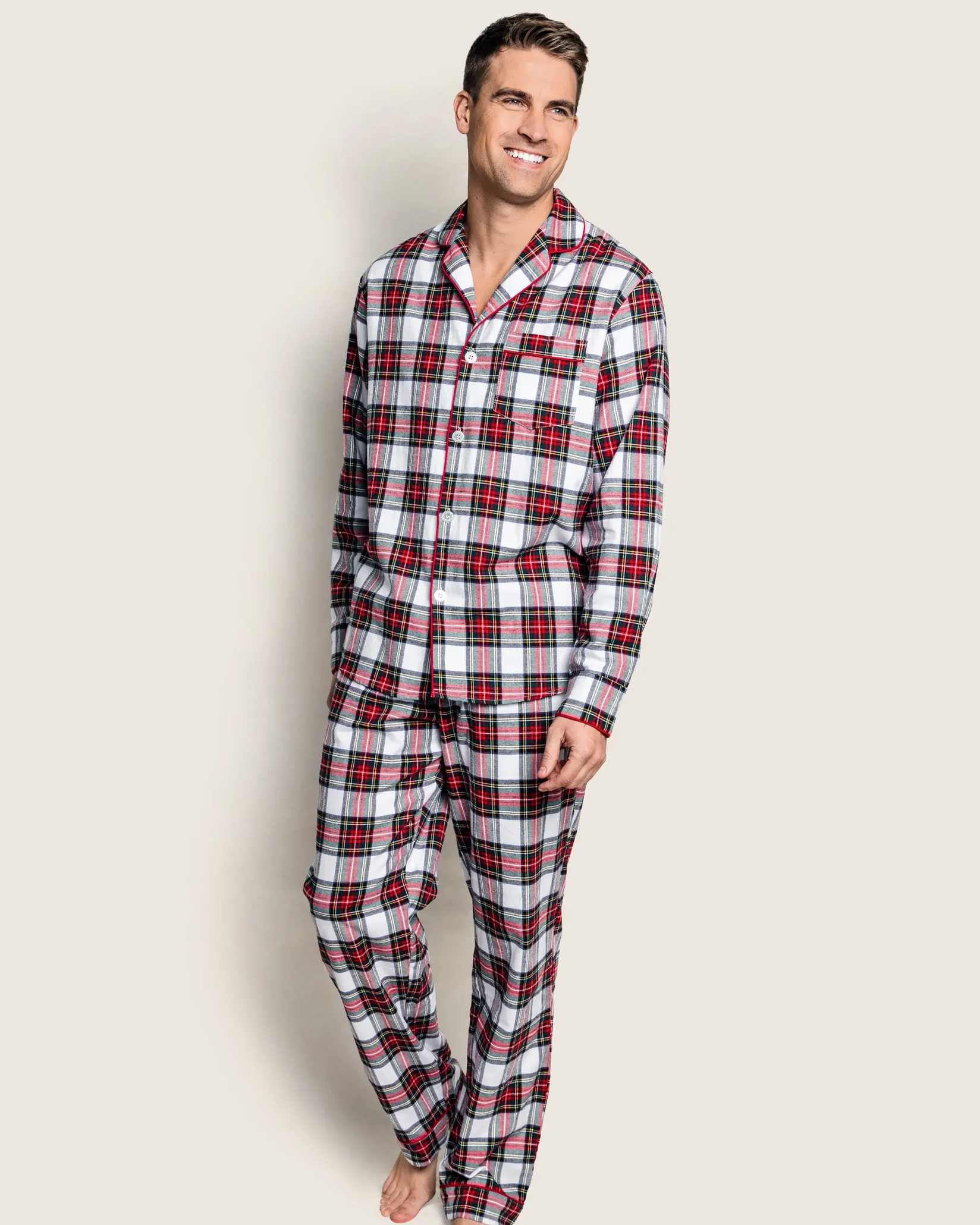 Petite Plume Men's Brushed Cotton Pajama Set in Balmoral Tartan